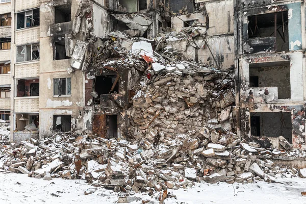 Kharkiv Ukraine Mar 2023 Scars War Ukraine Destroyed Apartment Building — 图库照片