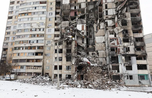 Kharkiv Ukraine Mars 2023 Les Cicatrices Guerre Ukraine Détruite Immeuble — Photo