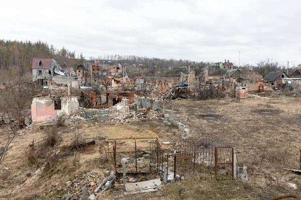 Kdysi Prosperující Vesnice Proměněná Trosky Ničivý Dopad Ruské Války Proti — Stock fotografie