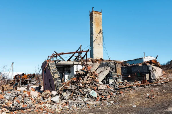 Village Bogorodichne Donetsk Reg Ukraine Ruines Après Occupation Par Les — Photo