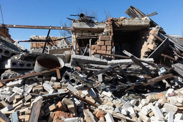 stock image The village of Bogorodichne in Donetsk reg, Ukraine in ruins after the occupation by Russian troops