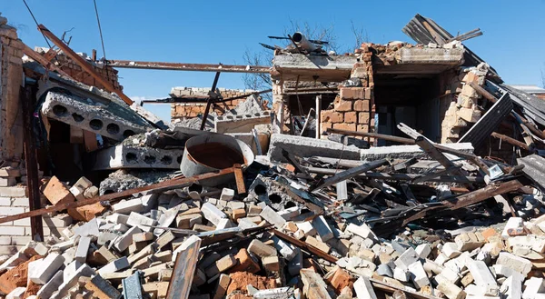 Das Dorf Bogorodichne Donezk Ukraine Nach Der Besetzung Durch Russische — Stockfoto