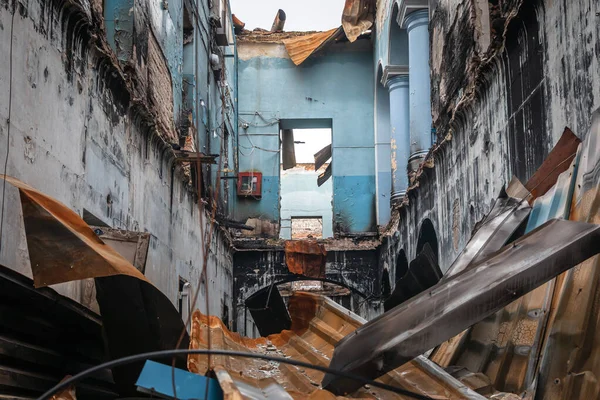 All Interno Una Casa Distrutta Esplosioni Izyum Kharkiv Reg Ucraina — Foto Stock