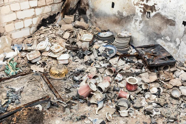 Utensilios Cocina Que Fueron Dispersados Por Explosión Puede Ver Uno —  Fotos de Stock