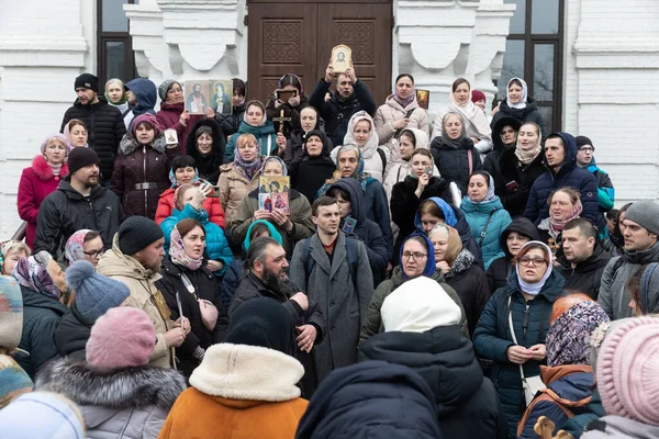 Quiiv Ucrânia Março 2023 Crentes Igreja Ortodoxa Ucraniana Moscou Patriarcado — Fotografia de Stock