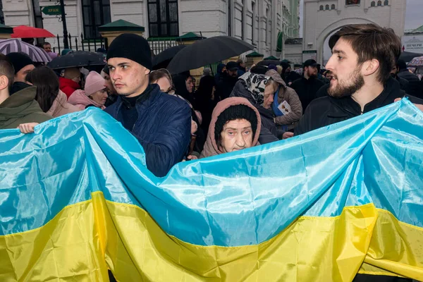 Kyiv Ukraine Maart 2023 Gelovigen Van Oekraïense Orthodoxe Kerk Van — Stockfoto