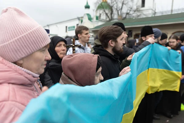 Quiiv Ucrânia Março 2023 Crentes Igreja Ortodoxa Ucraniana Moscou Patriarcado — Fotografia de Stock