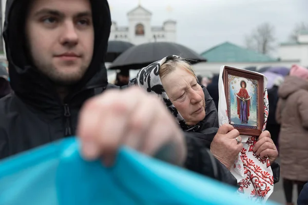 Kyiv Ucrania Mar 2023 Los Creyentes Iglesia Ortodoxa Ucraniana Moscú — Foto de Stock
