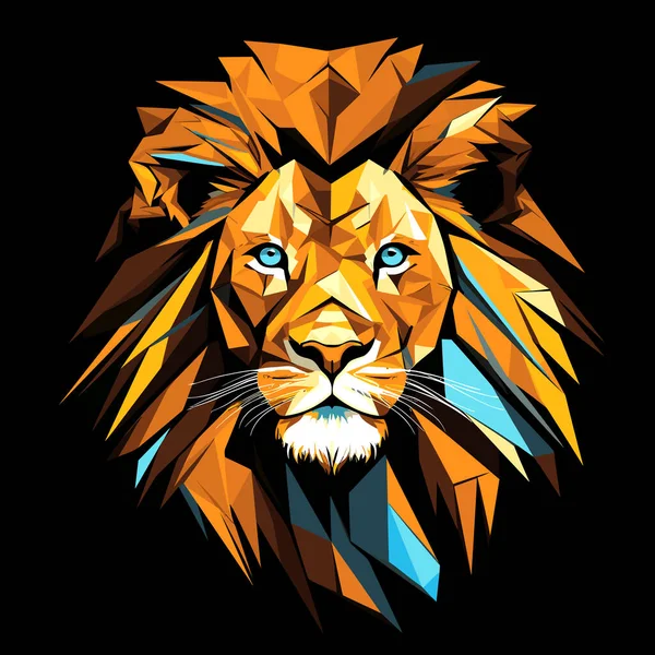 Roi Des Bêtes Majestueux Lion Abstrait Avec Une Énorme Crinière — Image vectorielle