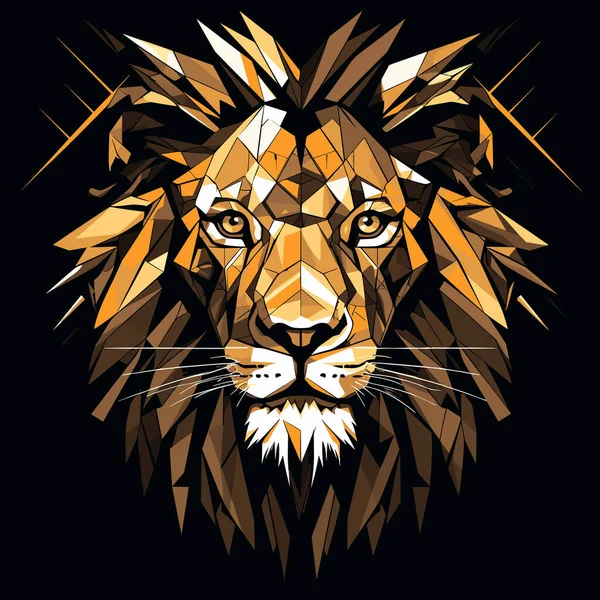畜生之王 雄伟的抽象狮子与巨大的鬃毛在流行艺术风格与明亮的色彩隔离 矢量流行艺术风格 T恤衫 贴纸等的模板 — 图库矢量图片