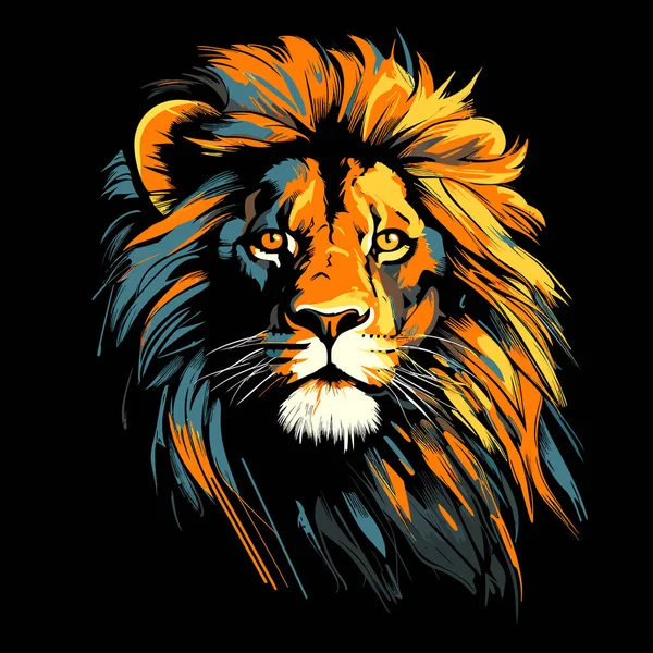 Βασιλιάς Των Τεράτων Majestic Αφηρημένο Λιοντάρι Τεράστια Χαίτη Στυλ Pop — Διανυσματικό Αρχείο