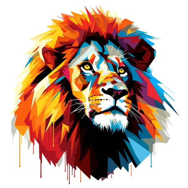 König Der Tiere Majestätischer Abstrakter Löwe Mit Riesiger Mähne Pop — Stockvektor