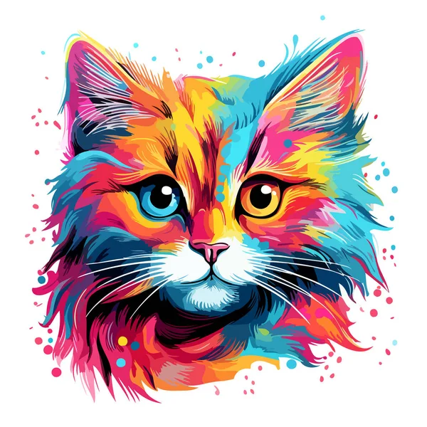 Porträt Einer Katze Vektor Pop Art Stil Auf Weißem Hintergrund — Stockvektor