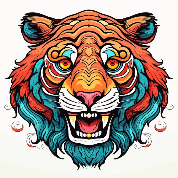 Portrait Abstrait Tigre Majestueux Redoutable Dans Style Pop Art Art — Image vectorielle