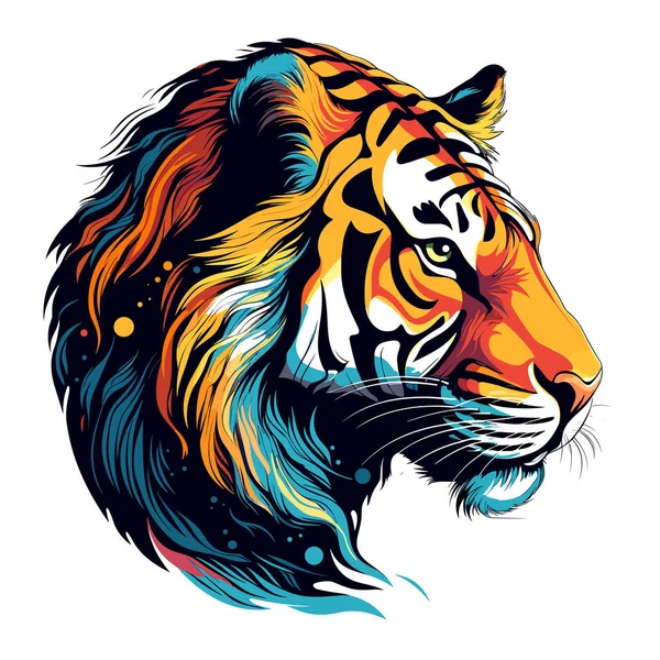 Abstraktes Porträt Eines Majestätischen Und Gewaltigen Tigers Pop Art Stil — Stockvektor