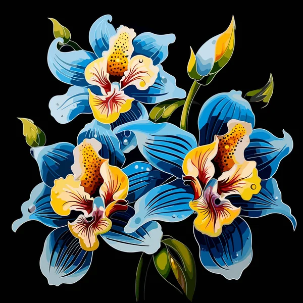 Decoratieve Meerkleurige Bloemige Achtergrond Romantisch Boeket Van Tropische Orchidee Bloemen — Stockvector