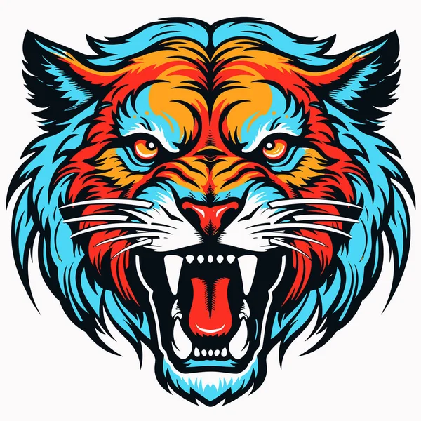 Abstract Portrait Majestic Formidable Tiger Pop Art Style Decorative Vector — Stock Vector