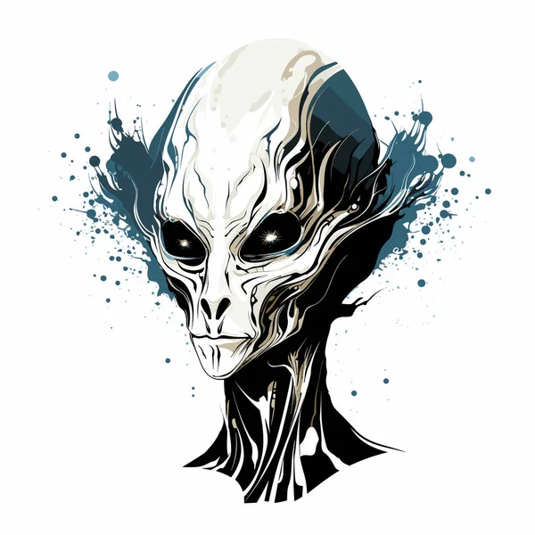 Humanoïde Alien Portret Vector Grafische Stijl Sjabloon Voor Shirt Sticker — Stockvector