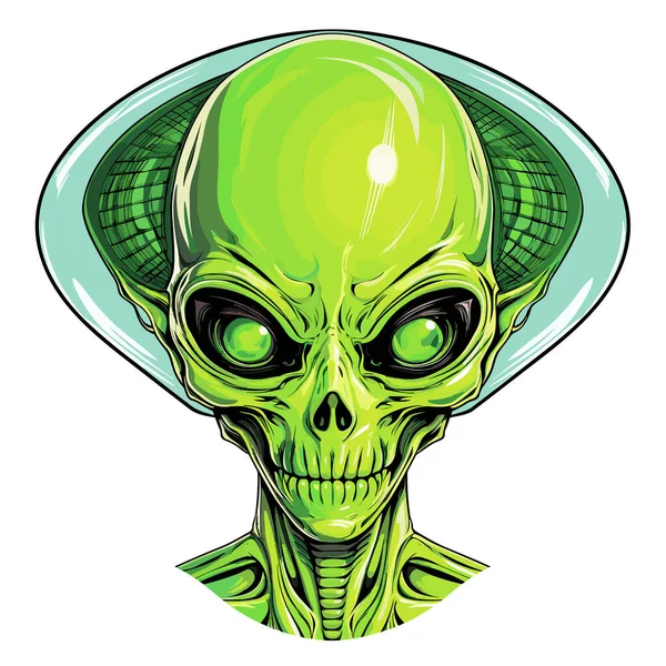 Humanoïde Alien Portret Vector Grafische Stijl Sjabloon Voor Shirt Sticker — Stockvector