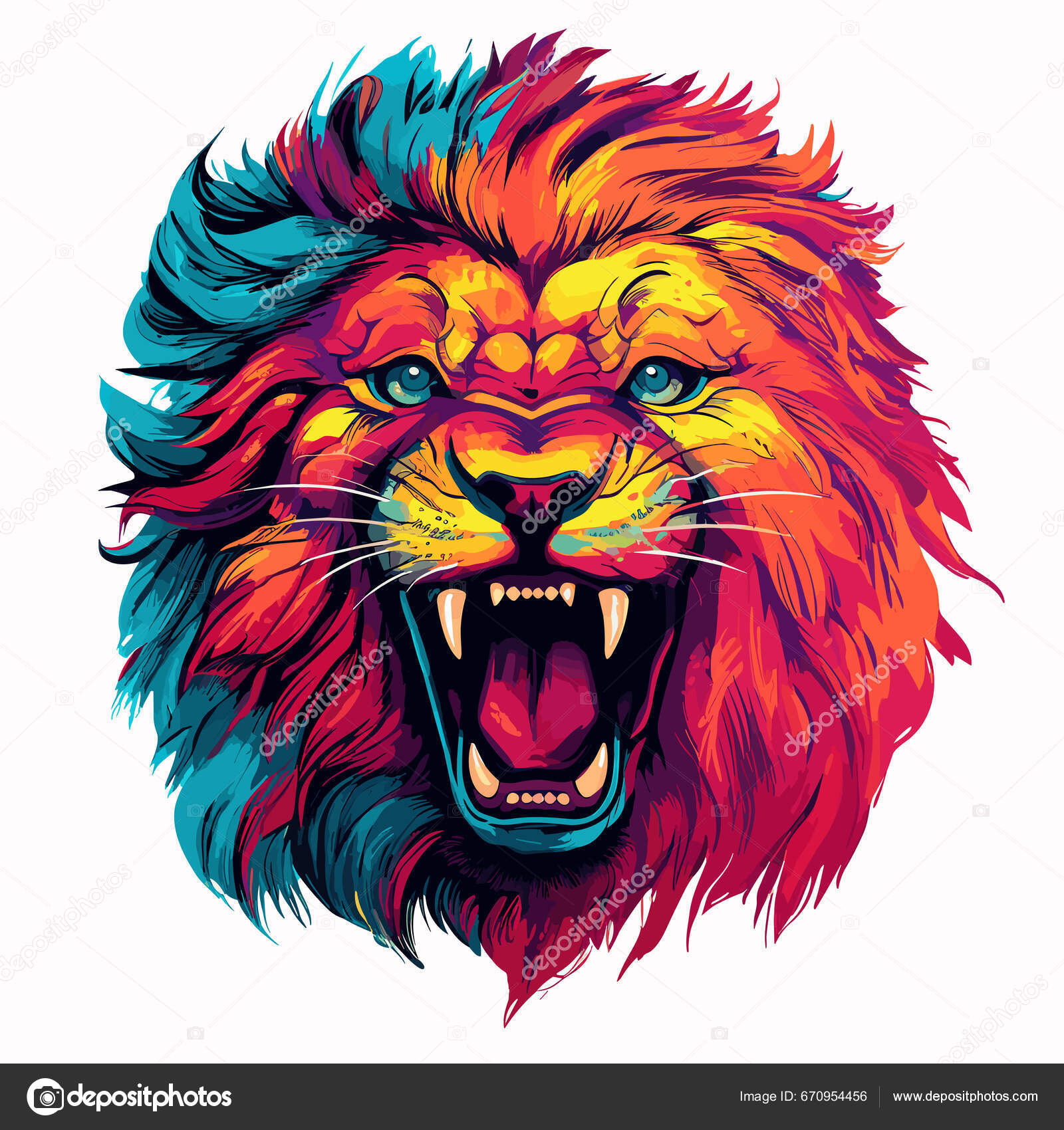 León Rey Las Bestias Retrato León Malvado Majestuoso Estilo Arte Vector de  stock #670954456 de ©palinchak, image size:1600x1700