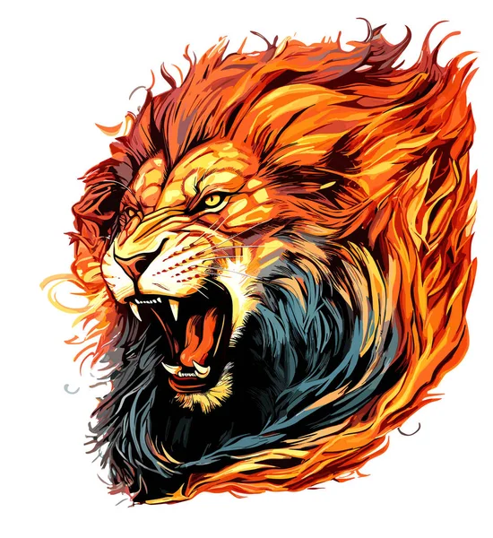 Lion King Beasts Portrait Wicked Majestic Lion Colourful Vector Pop — Stock Vector