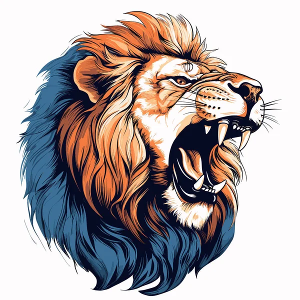 Lion Est Roi Des Bêtes Portrait Lion Méchant Majestueux Dans — Image vectorielle