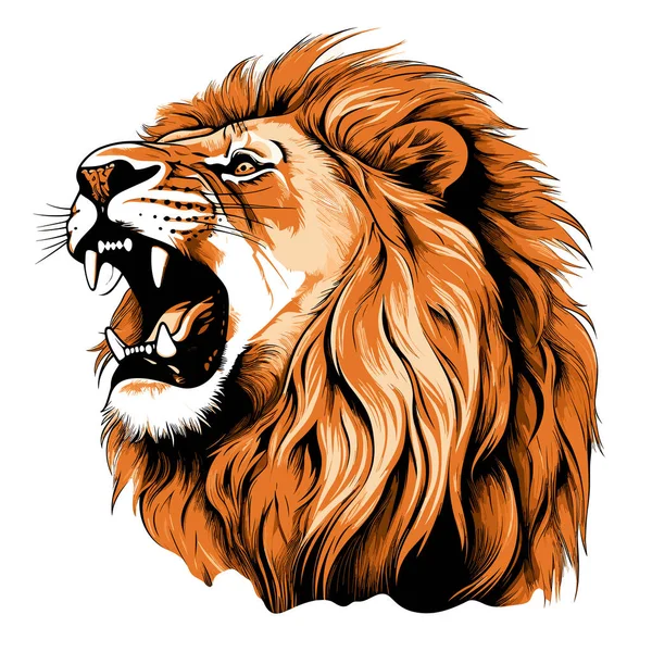 狮子是野兽之王 一个色彩艳丽的矢量流行艺术风格的邪恶雄狮的肖像 T恤衫 贴纸等的模板 — 图库矢量图片