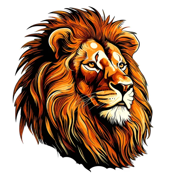Лев Царь Зверей Портрет Злого Величественного Льва Красочном Векторном Стиле — стоковый вектор