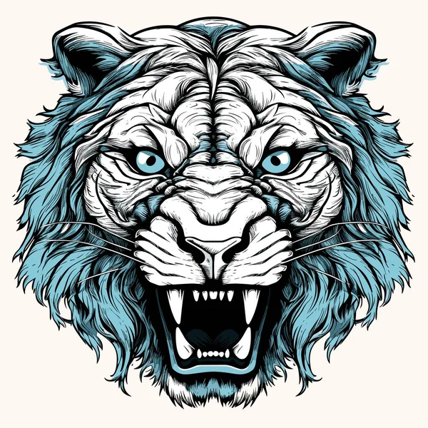 狮子是野兽之王 一个色彩艳丽的矢量流行艺术风格的邪恶雄狮的肖像 T恤衫 贴纸等的模板 — 图库矢量图片#