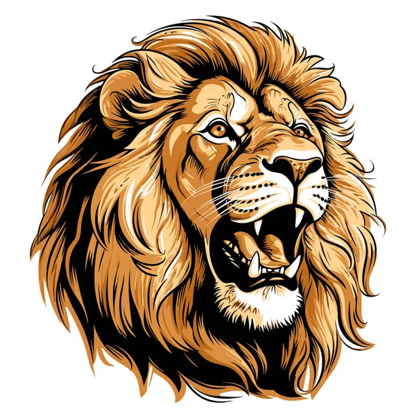 Leão Rei Dos Animais Retrato Leão Ímpio Majestoso Estilo Colorido —  Vetores de Stock