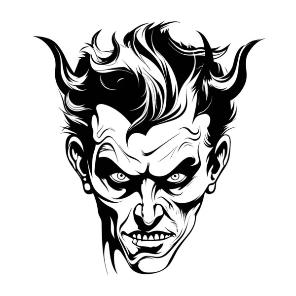 Pán Temnoty Groteskní Portrét Ďábla Vektorovém Stylu Šablona Pro Tričko — Stockový vektor