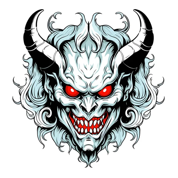 Seigneur Des Ténèbres Portrait Grotesque Diable Style Art Vectoriel Modèle — Image vectorielle