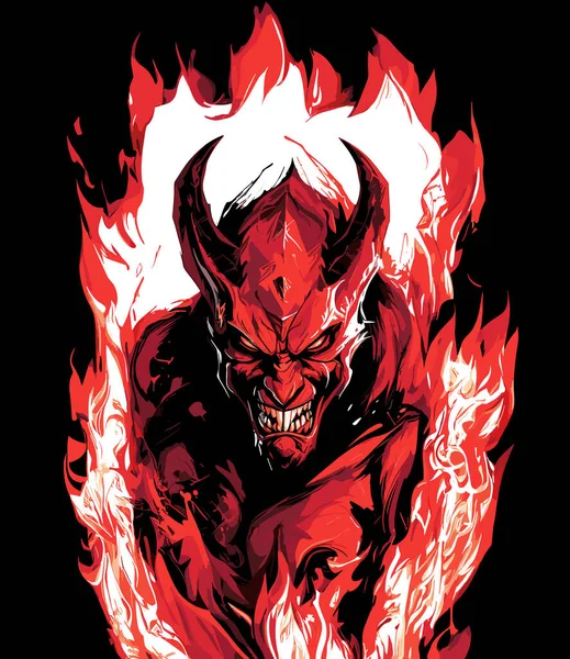 Ilustração de um demónio, diabo. Mestre do Inferno. Concepção de esboço.  Imagem para um livro, um