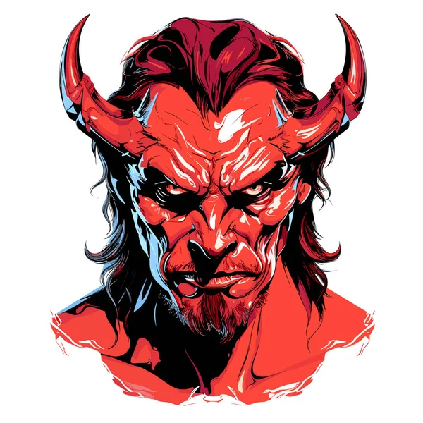 Pán Temnoty Groteskní Portrét Ďábla Vektorovém Stylu Šablona Pro Tričko — Stockový vektor