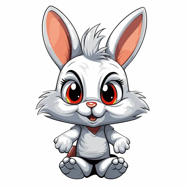 Симпатичный Забавный Мультяшный Кролик Стиле Векторного Поп Арта Шаблон Футболки — стоковый вектор