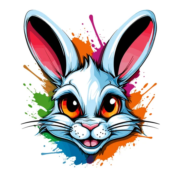 可爱有趣的卡通兔子在矢量流行艺术风格 T恤衫 贴纸等的模板 — 图库矢量图片#