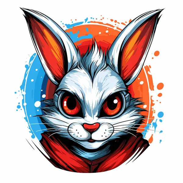 Cute Funny Cartoon Superhero Bunny Vector Pop Art Style Template — Stock Vector