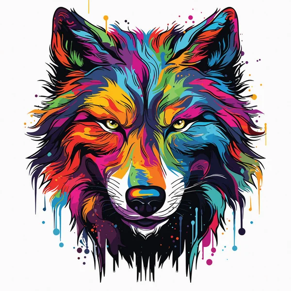 Portrait Wolf Vector Pop Art Style Wild Animal Art Illustration — Stock Vector