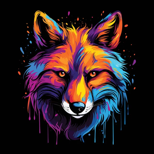 스타일의 늑대의 초상화 그림입니다 티셔츠 스티커 템플릿 — 스톡 벡터