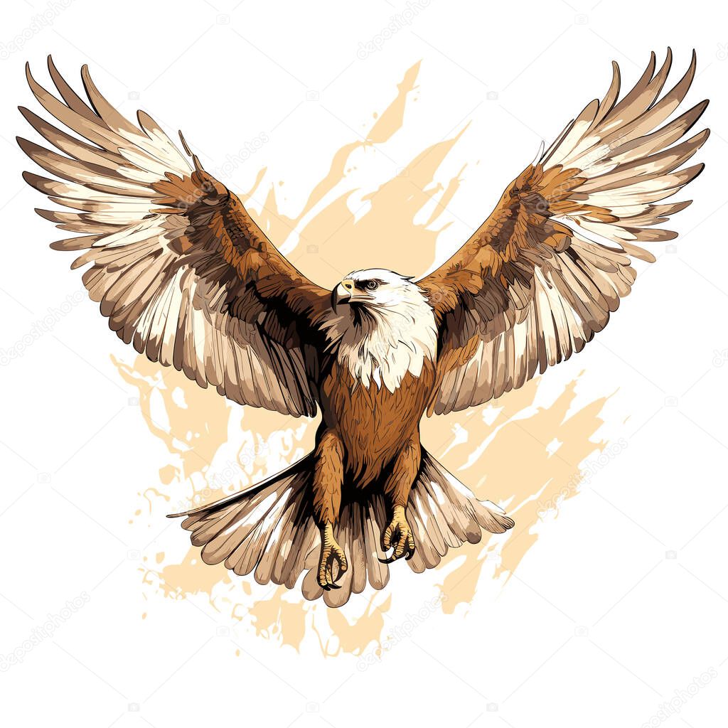 Noble and majestic eagle in vector art style. Template for T-shirt, sticker, etc.