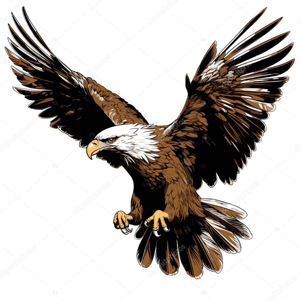Noble and majestic eagle in vector art style. Template for T-shirt, sticker, etc.