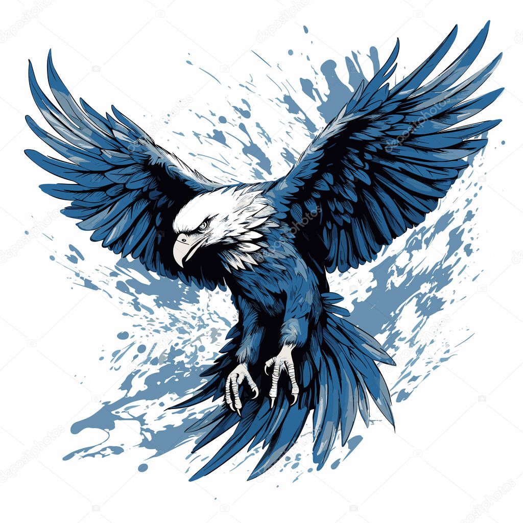 Noble and majestic eagle in vector art style. Template for T-shirt, sticker, etc.