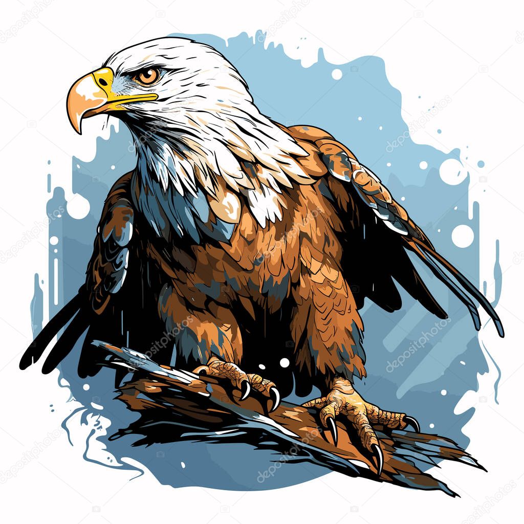 Noble and majestic eagle in vector art style. Template for T-shirt, sticker, etc.