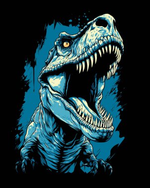 Jurasik Dünya. Tyrannosaurus rex dinozor portresi. Poster, tişört, etiket vs. için şablon.