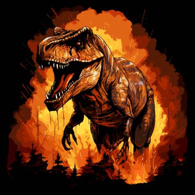 Jurasik Dünya. Tyrannosaurus rex dinozor portresi. Poster, tişört, etiket vs. için şablon.