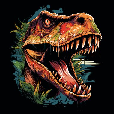 Jurassic World. Tyrannosaurus rex dinosaur portrait in vector pop art style. Template for poster, t-shirt, sticker, etc. clipart