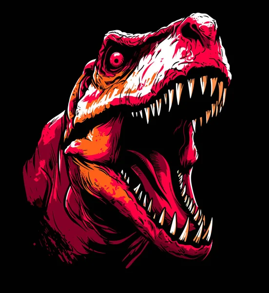 Jurasik Dünya Tyrannosaurus Rex Dinozor Portresi Poster Tişört Etiket Için — Stok Vektör