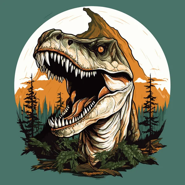 Mundo Jurássico Retrato Dinossauro Tyrannosaurus Rex Estilo Arte Pop Vetorial — Vetor de Stock