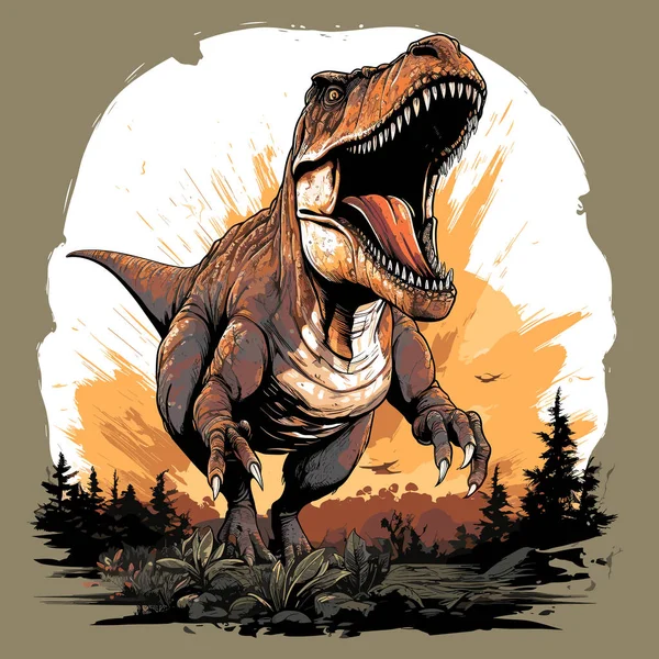 Jurassic World Tyrannosaurus Rex Dinosaure Portrait Dans Style Pop Art — Image vectorielle