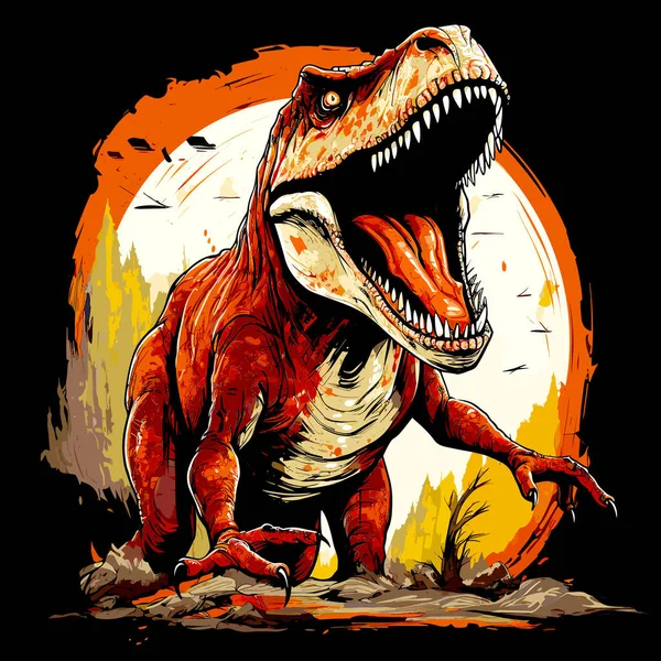 Τζουράσικ Γουόρλντ Πορτραίτο Δεινοσαύρου Tyrannosaurus Rex Στυλ Διανυσματικής Ποπ Τέχνης — Διανυσματικό Αρχείο